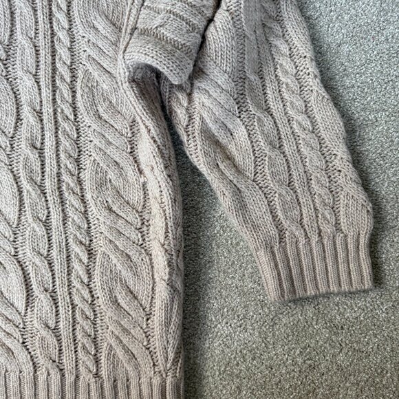 Topshop Cable Knit Oversized Zip Collar Sweat Oat Size 12 - Picture 9 of 12